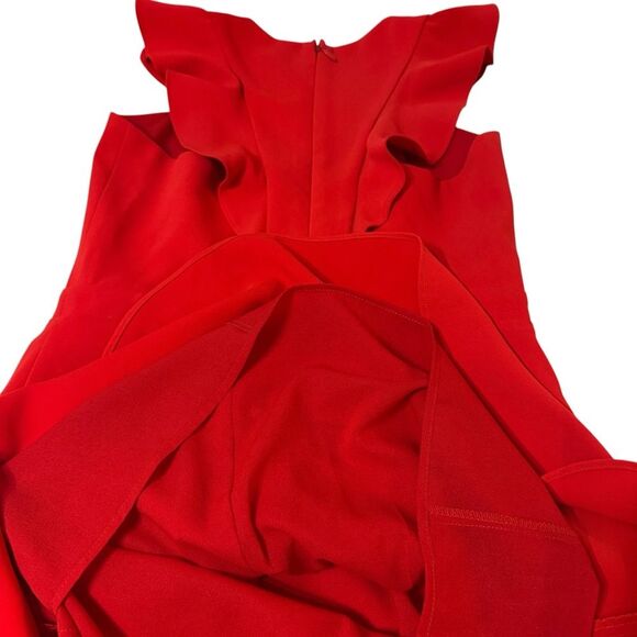 Chelsea 28 Women's MEDIUM Red Cut-Out Ruffle Fit & Flare Dress - Picture 10 of 12